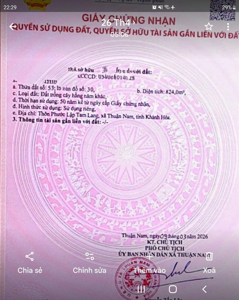 cần bán lô đất mặt tiền đường Văn Lâm Sơn Hải
