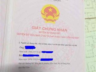 Chính chủ 198m2 ĐẤT THỔ CƯ ODT ĐÔNG HOÀ - PHÚ YÊN