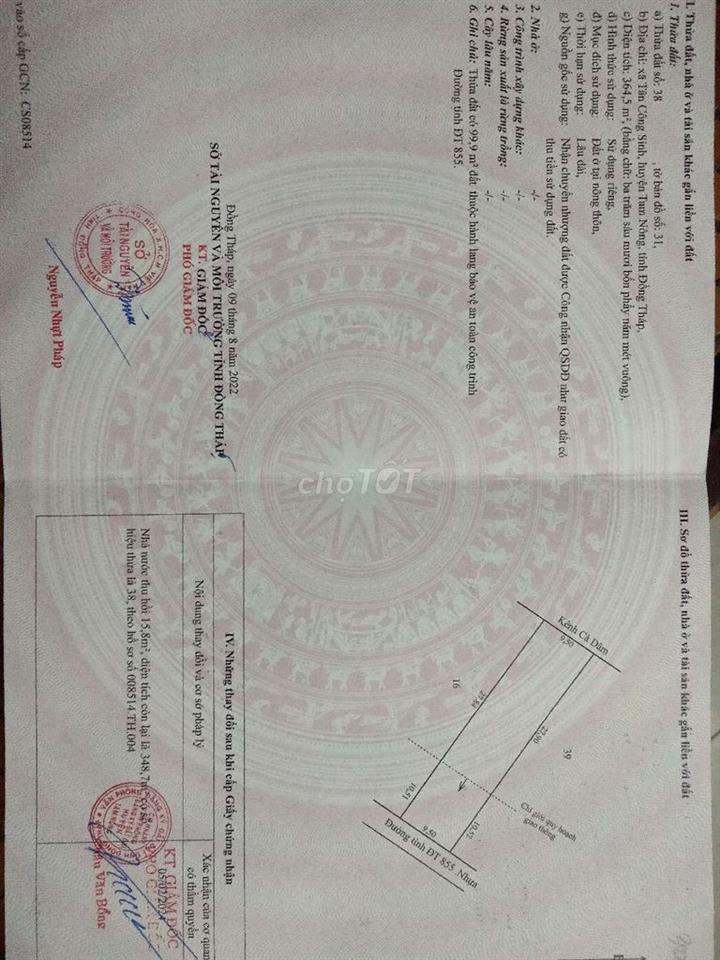 bán đất full thổ cư (9,5x39)
