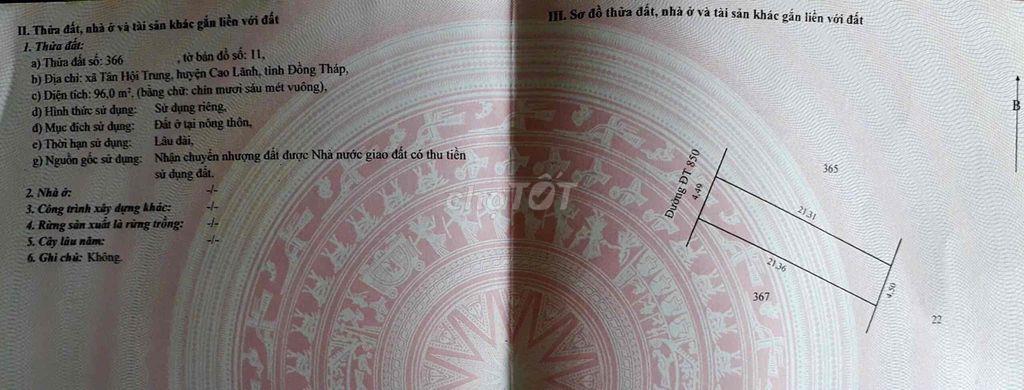 Bán nền đất thổ cư mặt tiền đường ĐT850