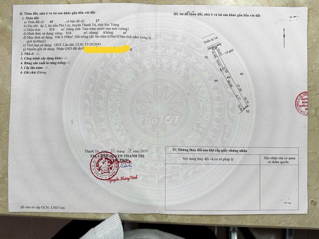 Bán hoặc cho thuê nhà nguyên căn mặt tiền quốc lộ 1A