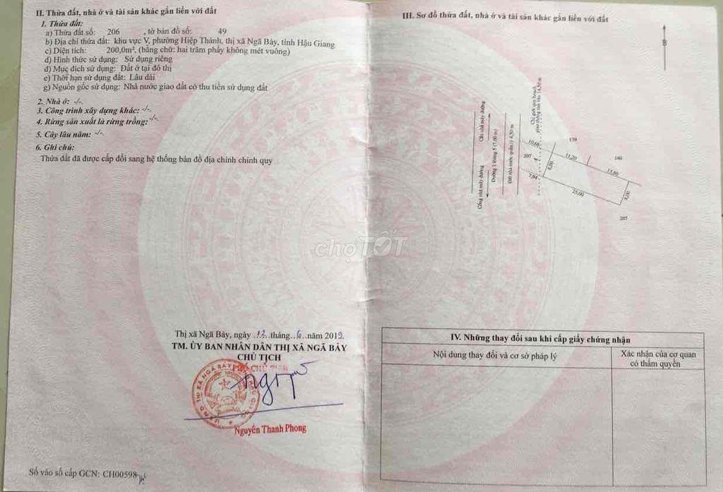 Bán đất mặt tiền Đường 1 tháng 5 997m2 có 200 m thổ cư