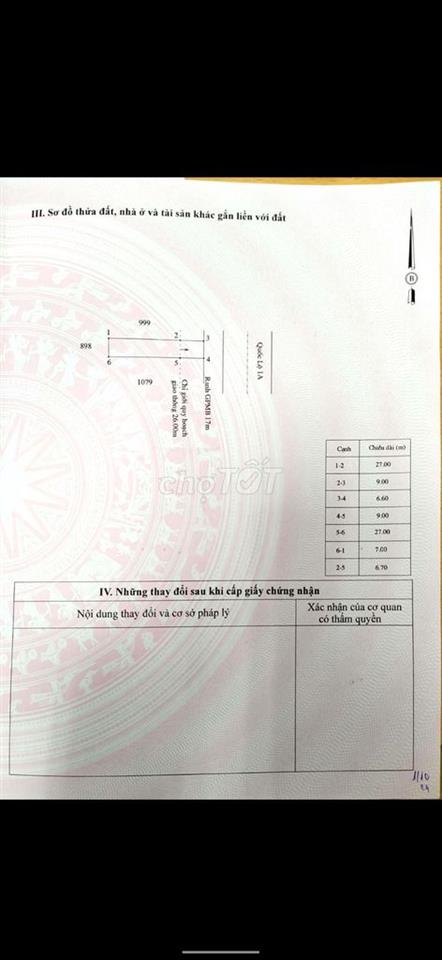 Đất mặt tiền Quốc Lộ 1A, có 200m2 thổ cư, Trung tâm Vĩnh Lợi, Bạc Liêu