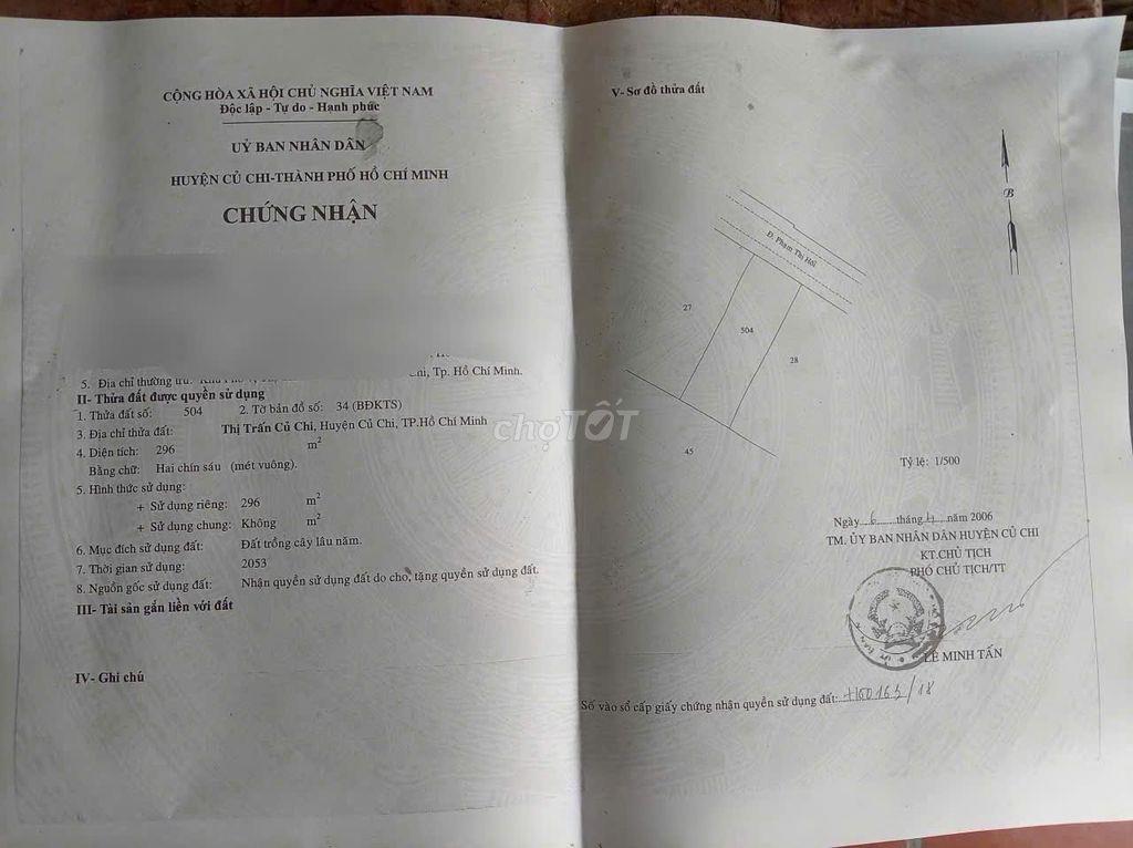 Cần bán gấp Phạm Thị Hối 300m2 SHR 10x30 giá 750tr thương lượng
