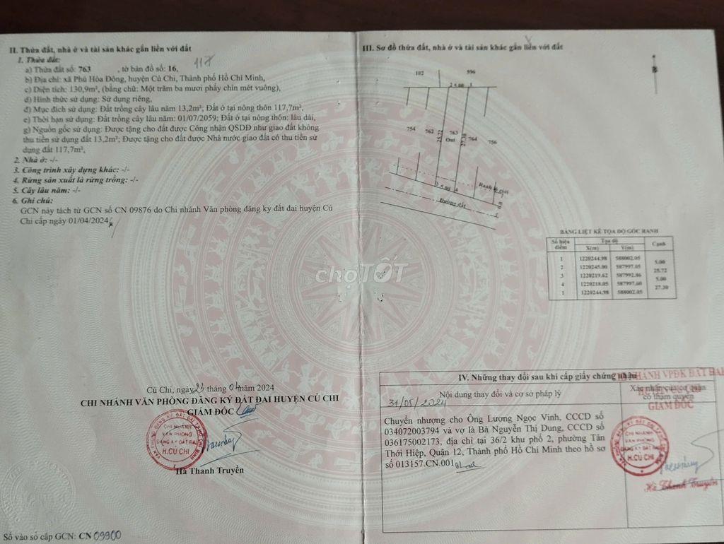 Bán đất Củ Chi