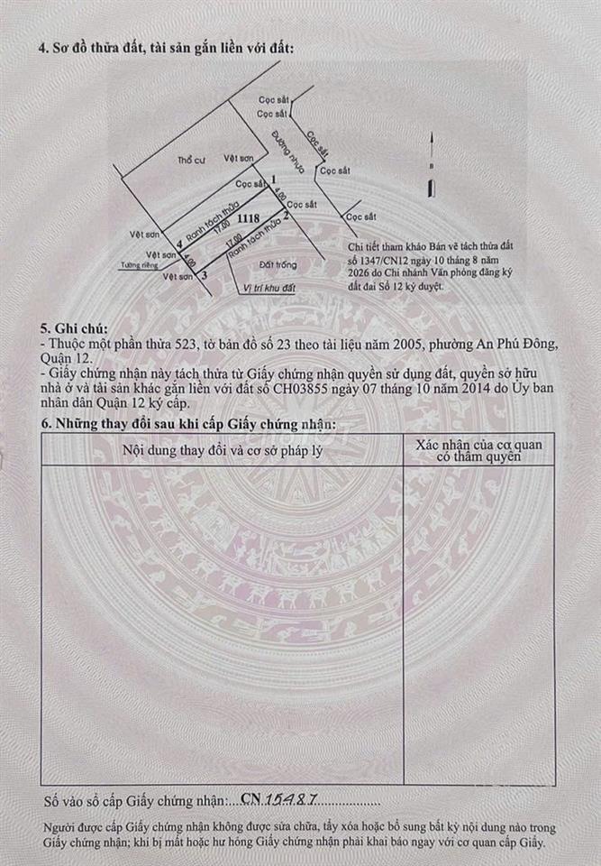 CẦN BÁN GẤP LÔ ĐẤT VƯỜN LÀI DT 4 X 17 - Giá 4,45ty