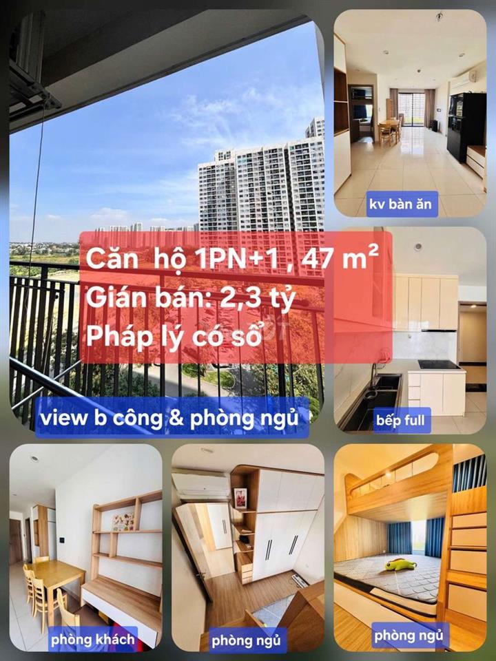 Bán Căn Hộ 1PN+1Nội thất Gỗ, 47 m2, 2,3 tỷ 