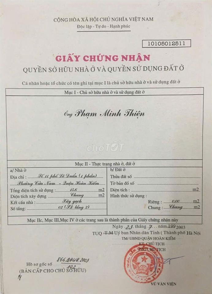 GIẢM 1 TỶ – NHÀ RIÊNG SỔ ĐỎ TẠI TRUNG TÂM HOÀN KIẾM – GIÁ MỚI 3,5 TỶ