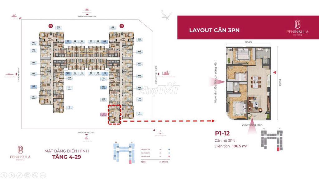 Ối dồi ôi! Căn 3PN cực view trực diện sông Hàn giá chỉ 7.X triệu/m2