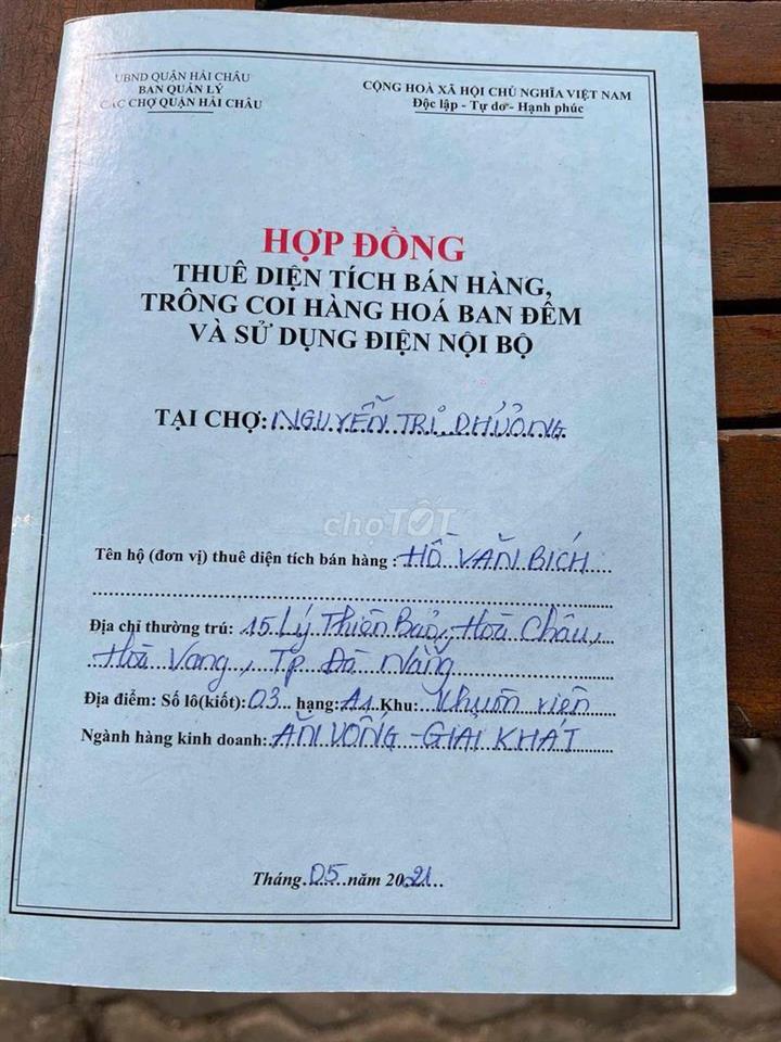 sang nhượng kiot chợ nguyễn tri phương