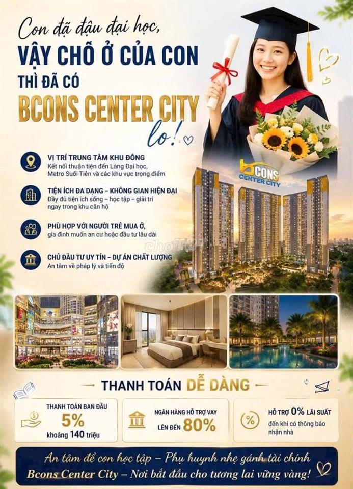 C.hộ Bcons 2pn, 3pn, 1pn, làng ĐHQG, Thủ Đức, Đông Hòa, TP HCM, giá rẻ