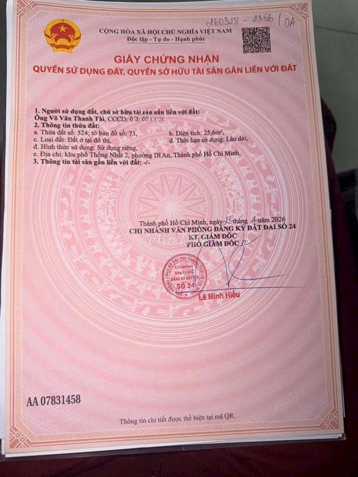 cần bán nhà sổ hồng riêng phường dĩ an bình dương 
