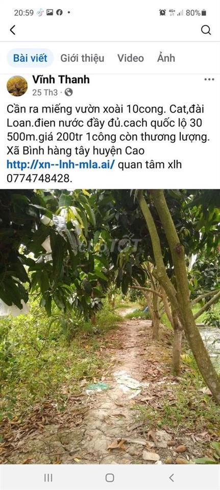 Bán đất ao cá mặt tiền đường nhựa cặp sông cái bèo