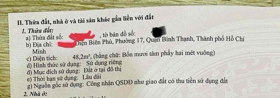 NHÀ ĐẸP NGAY KHU DÂN CƯ ĐIỆN BIÊN PHỦ, BÌNH THẠNH. CHỈ 5,58TỶ/48M2!!!!