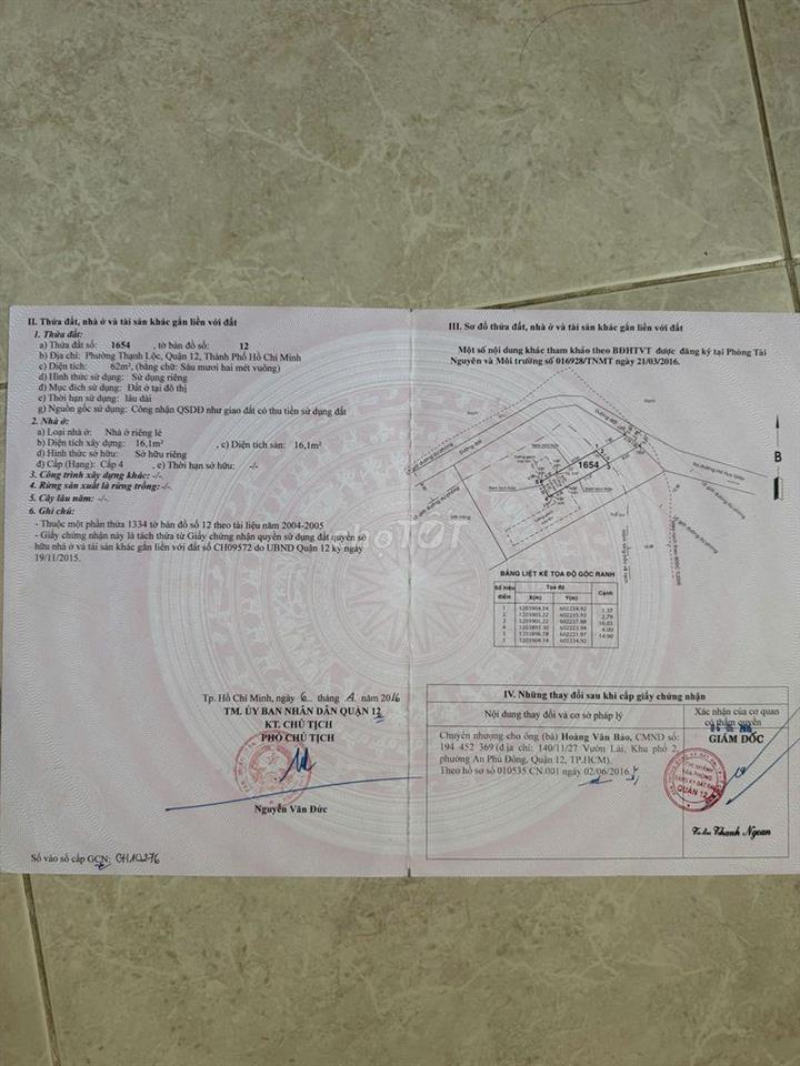 Đất thổ cư đường Thạnh Lộc 41 , TPHCM