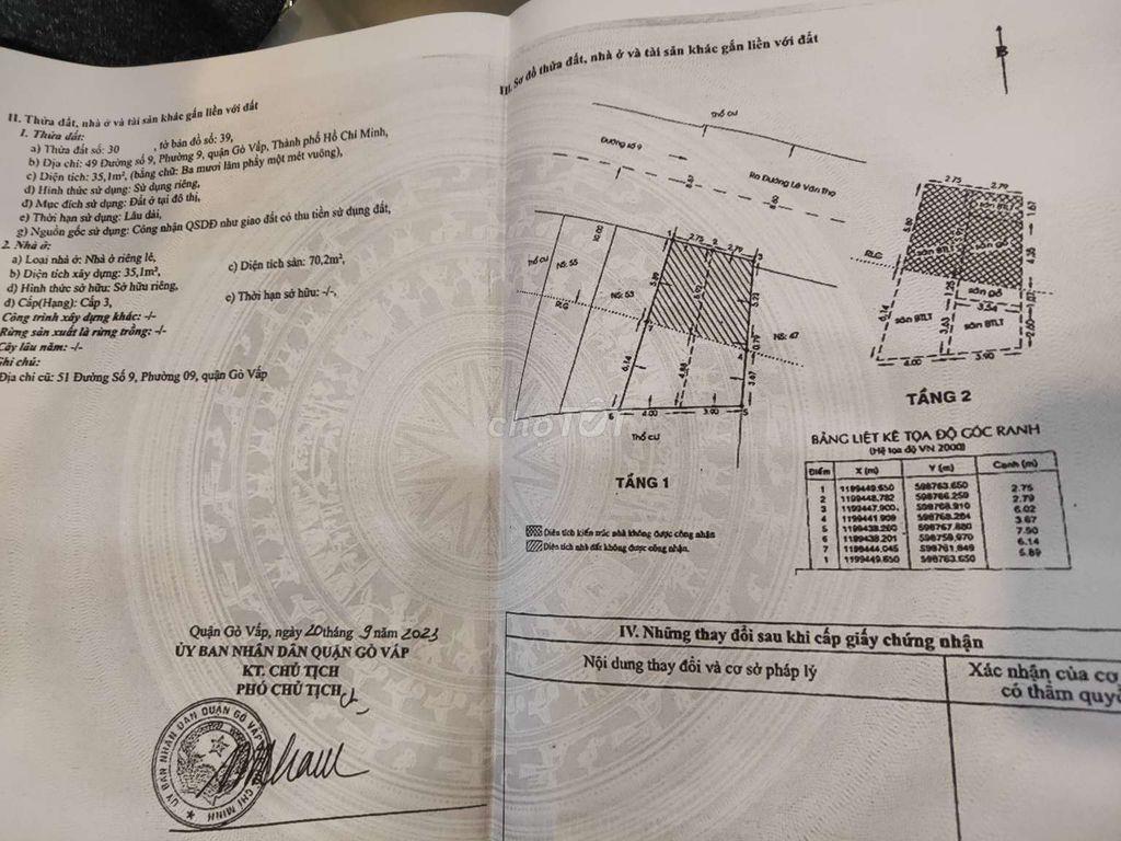 nhà mặt tiền DS9 đường nhựa 9m 