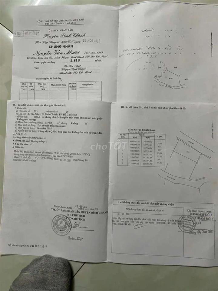 cần bán 4 công đất xã tân nhựt tp hcm