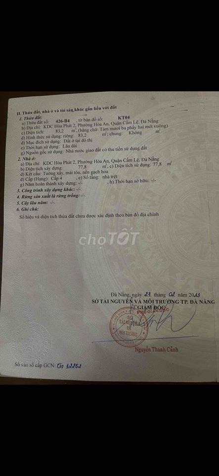 bán nhà mặt tiền chợ hoà an 1