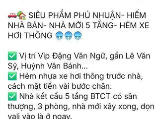 HẺM XE HƠI THÔNG ☆ 5 TẦNG BTCT ☆