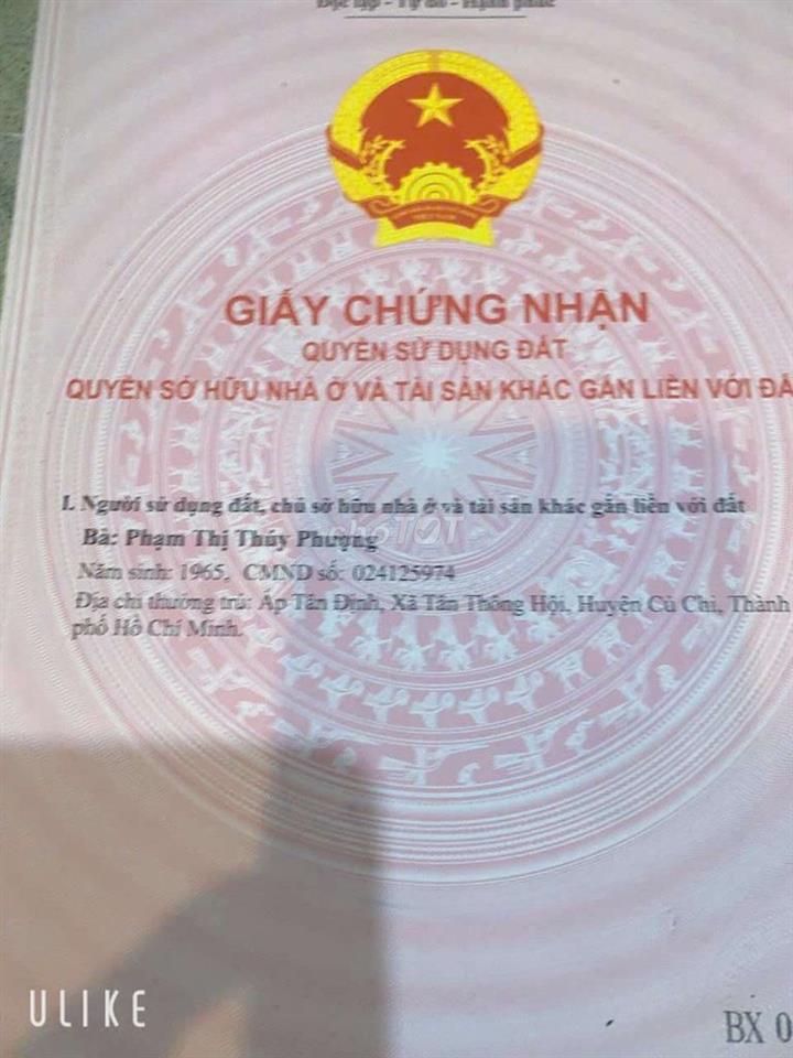 Đất Thổ cư có nhà khu việt kiều củ chi