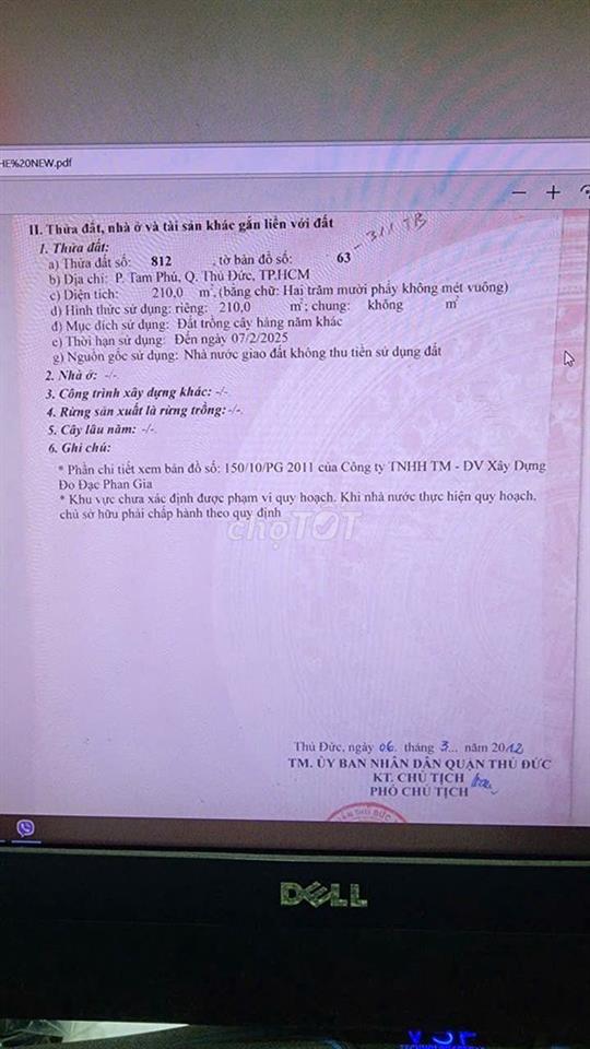 CẦN BÁN MIẾNG ĐẤT VƯỜN 210M ĐƯỜNG Ụ GHE, P TAM BÌNH. SỖ HỒNG CHÍNH CHỦ