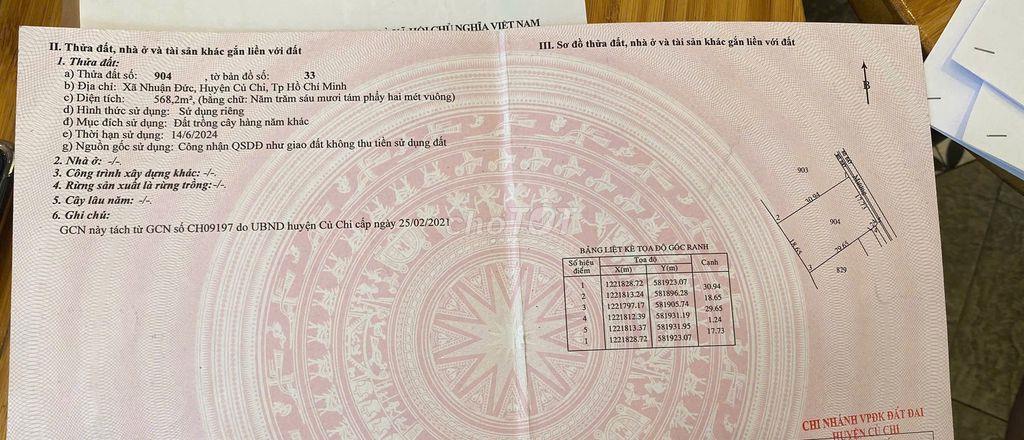 Bán Nhanh Đất Vườn Xã Nhuận Đức