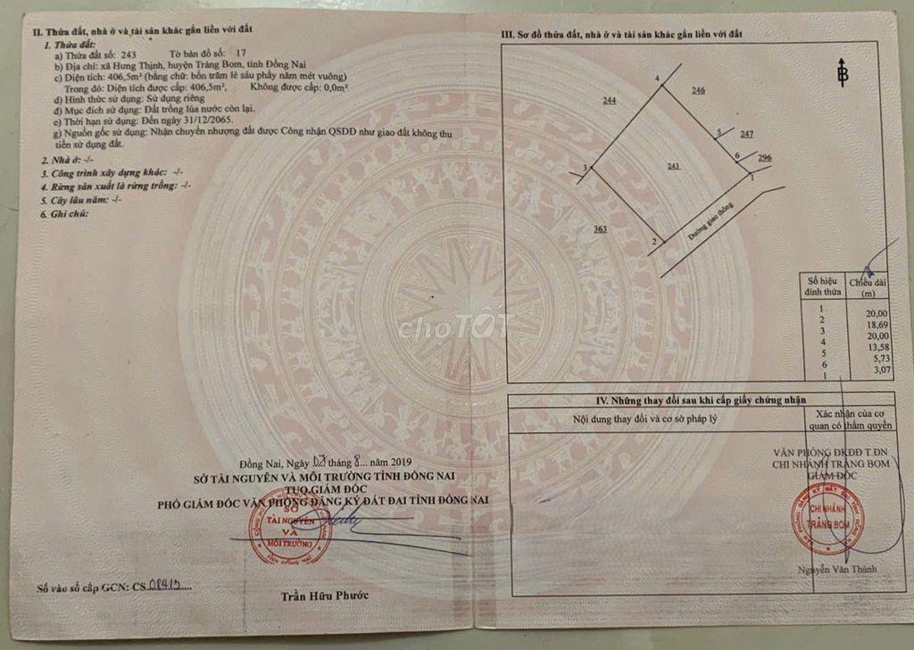 Bán đất + Nhà cấp 4 sổ hồng riêng