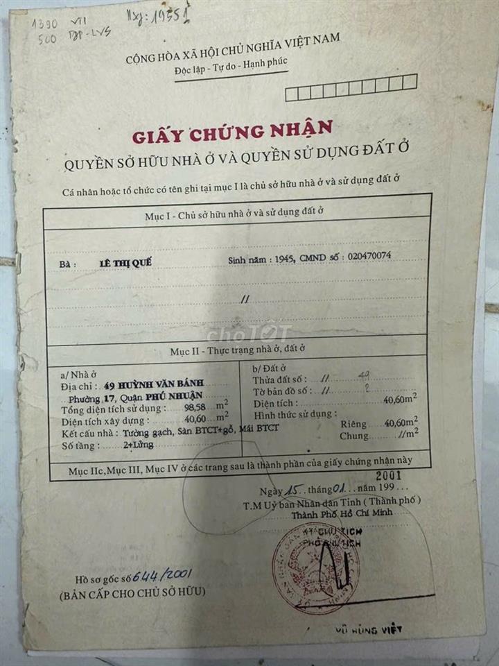 BÁN NHANH CĂN NHÀ MẶT TIỀN HUỲNH VĂN BÁNH 8 PHÒNG NGỦ