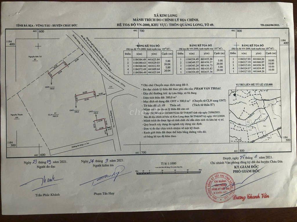 BÁN NHANH LÔ ĐẤT NÔNG NGHIỆP 6 SÀO  VỊ TRÍ CỰC ĐẸP TẠI KIM LONG , BRVT