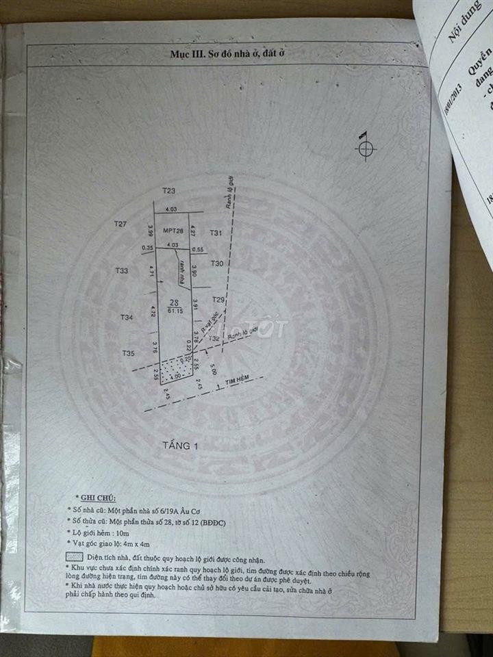 GỬI MÔI GIỚI HH 100TR,  1006/1 Âu Cơ, Tân Bình 8.95 TỶ, 3 tầng.