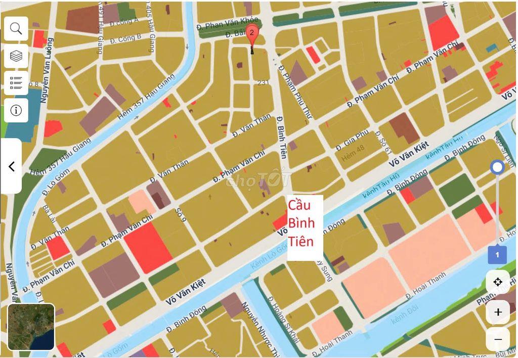 Bán Kho đường Bình Tiên, ngang 6 x 28m (nở hậu), 50m ra đường Bình Tiê