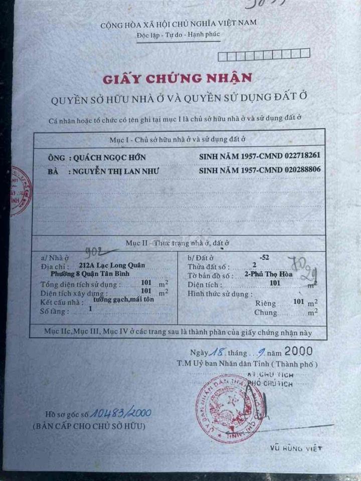 Chính Chủ Cần Tiền Gấp Bán Nhanh Nhà Mặt Tiền Tân Bình HCM