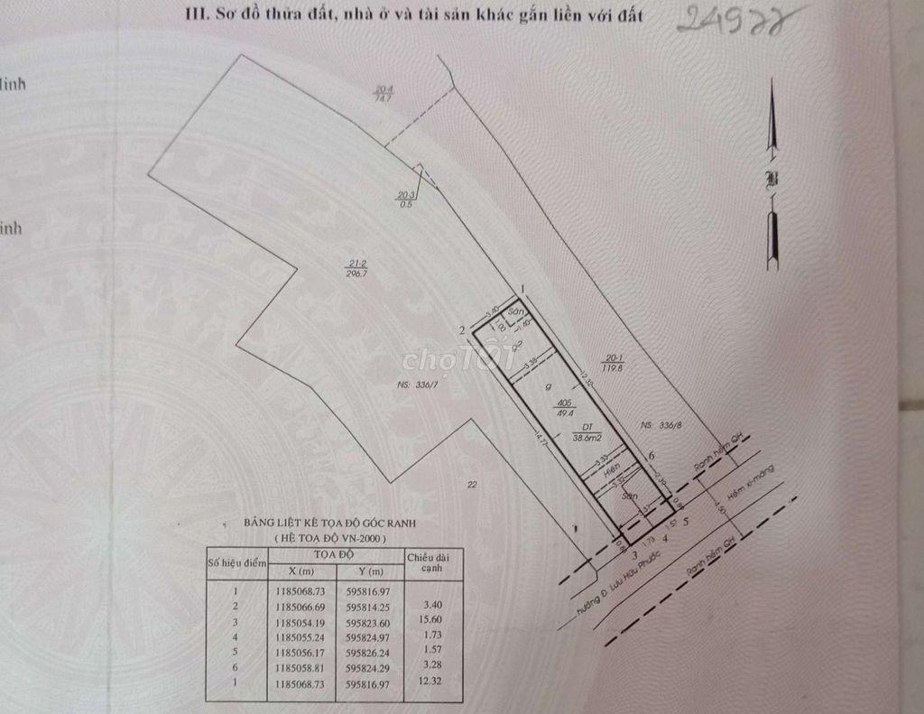 CHÍNH CHỦ BÁN NHÀ ĐƯỜNG LƯU HỮU PHƯỚC, QUẬN 8 (P.15 cũ)