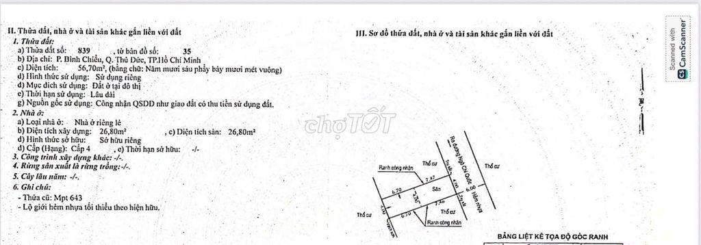 Bán đất Ngô Chí Quốc Bình Chiểu Thủ Đức 56.7m2 đường 6m sổ hồng riêng