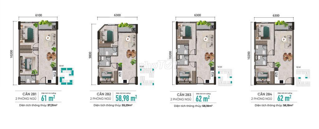 Bán NOXH La Home 61m2 881tr