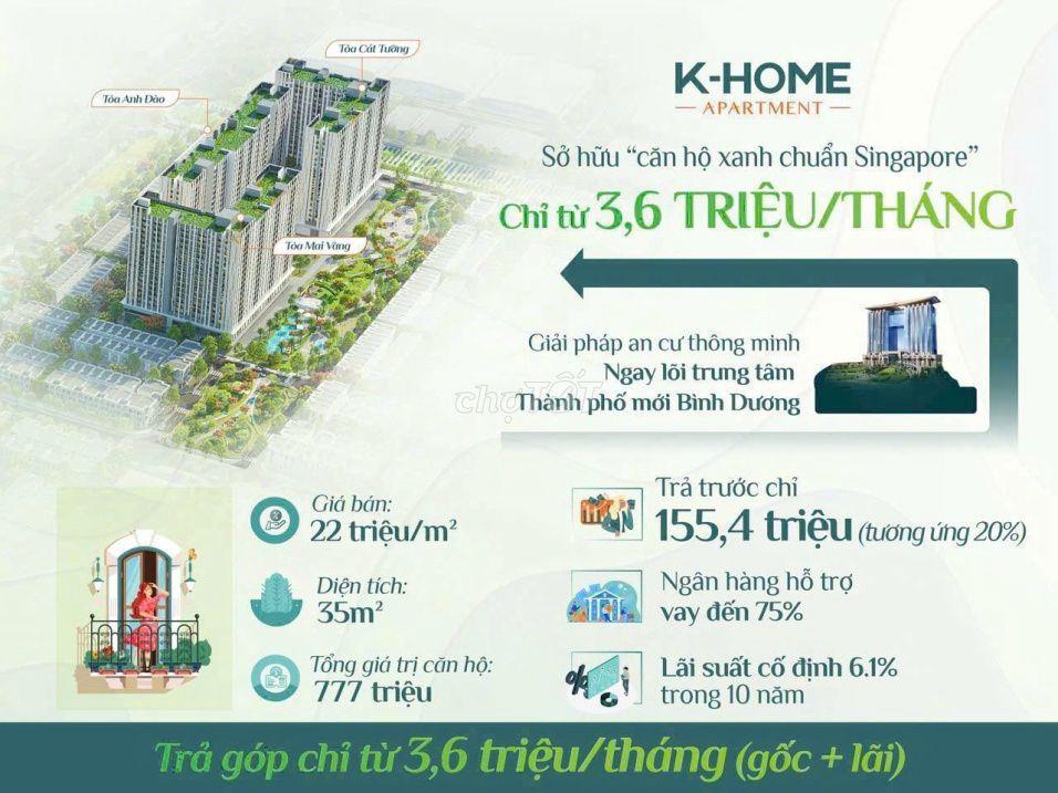 Bán căn hộ NOXH K Home New City, 35m2, Bình Dương
