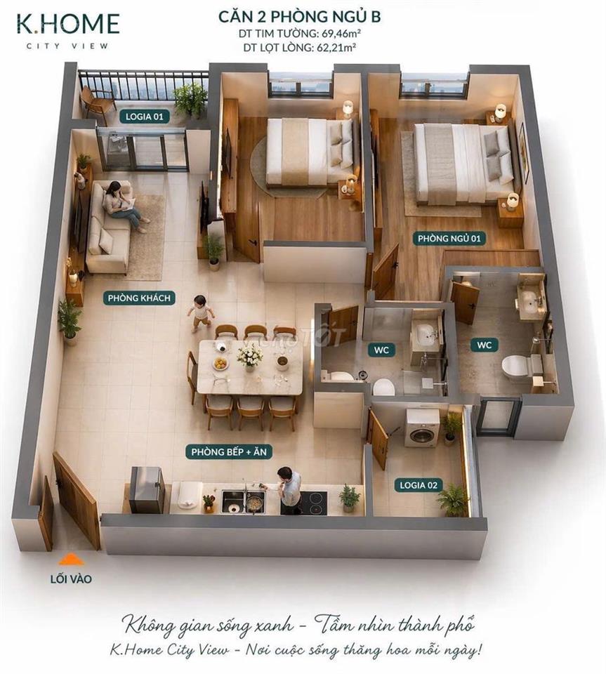 Bán căn hộ K-Home Cityview 70m2 tại Biên Hòa, Đồng Nai