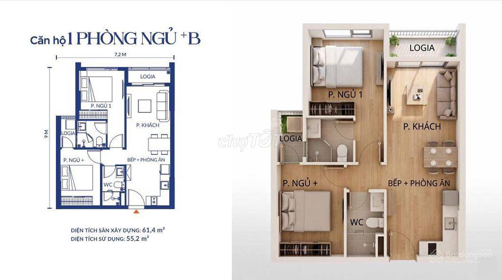 Bán căn hộ K-Home Cityview 61.4m2, 2PN, Biên Hòa, Đồng Nai