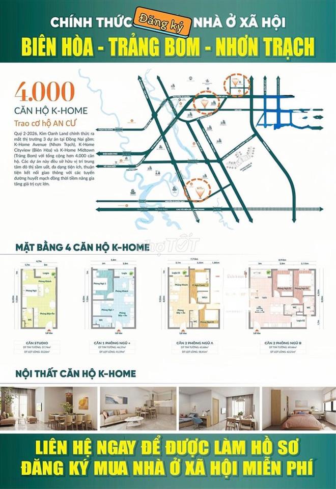 Bán căn hộ K-Home Avenue, 46m2, Nhà ở xã hội