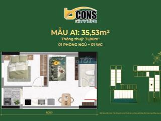Căn hộ NOXH Bcons City Life 1PN 35.53m² Bình Dương