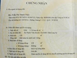 BÁN ĐẤT VỊ TRÍ ĐẸP TẠI XÃ PHƯỚC VÂN, HUYỆN CẦN ĐƯỚC, TỈNH LONG AN