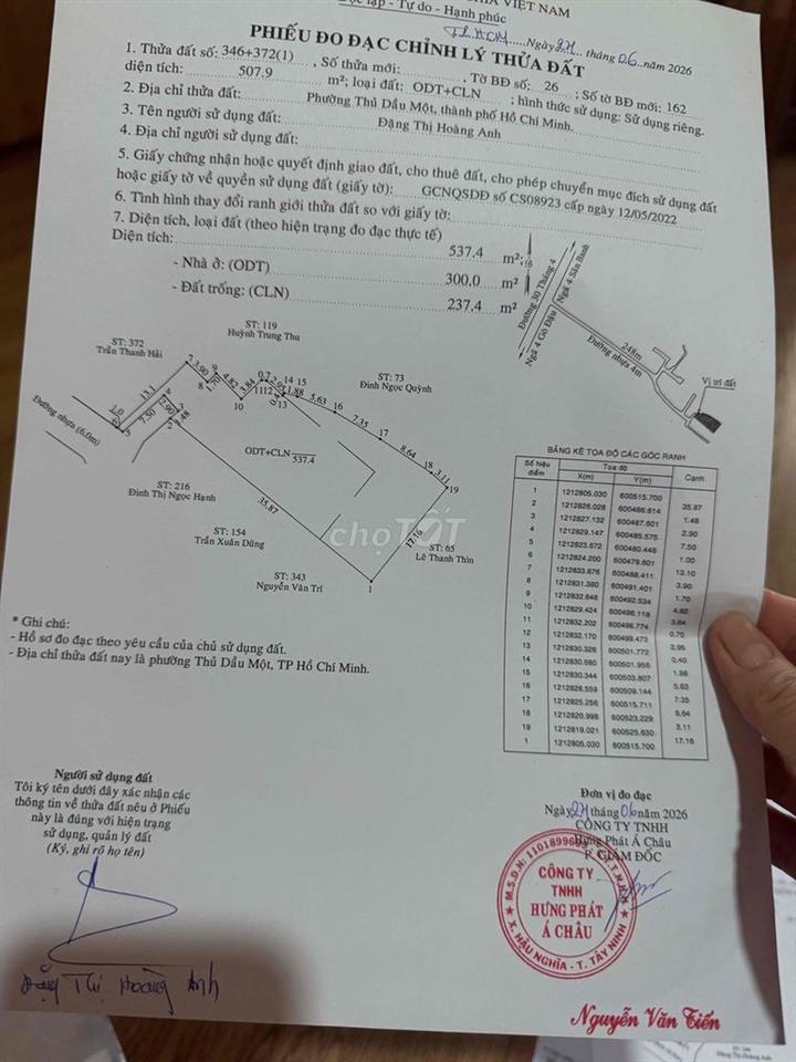bán đất 507m2 có 300m2 thổ cư
