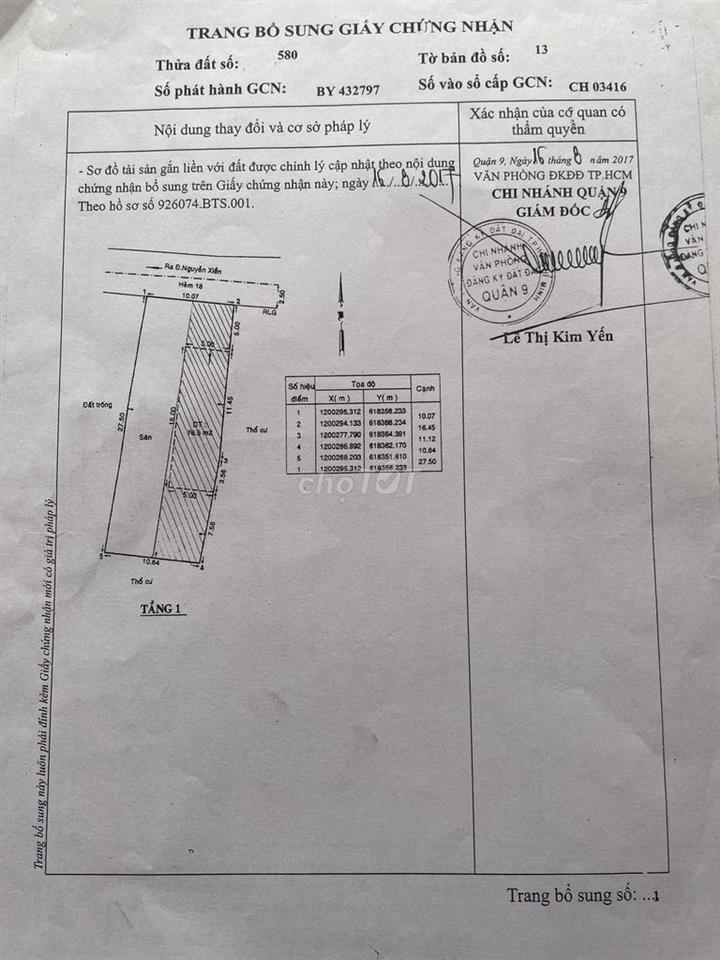 bán đất thổ cư đường 33 nguyễn xiển