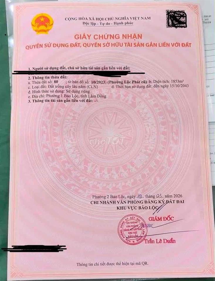 🔥 CHÍNH CHỦ BÁN LÔ ĐẤT ĐẸP – BẢO LỘC, LÂM ĐỒNG 🔥  📍 Vị trí: Phường 1,