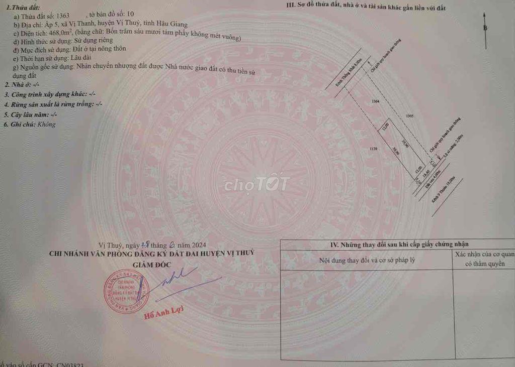 cần bán gấp đất thổ cư 100%