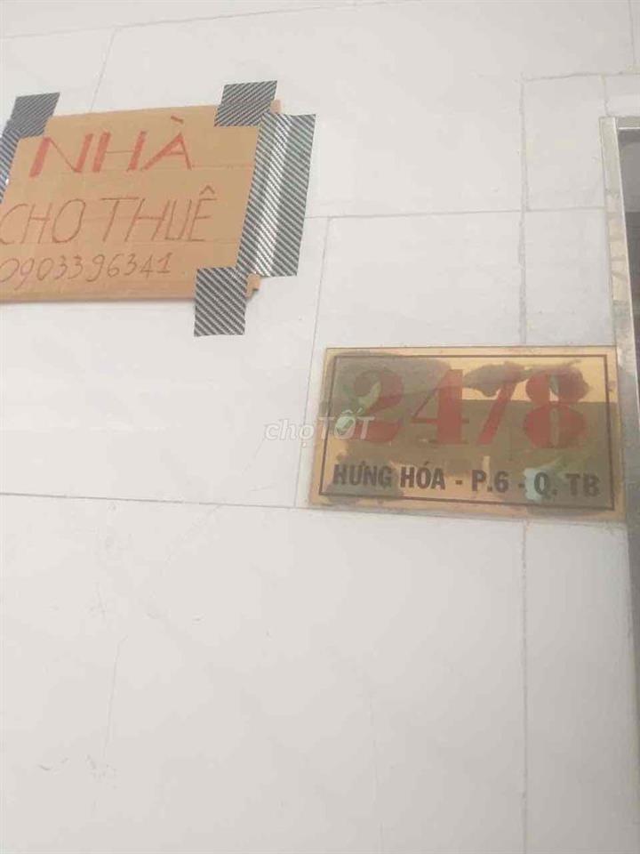 Cho thuê nhà 1 trệt 1 lầu Hưng Hóa P6 Tân Bình - Hẻm nhựa, gần ĐH