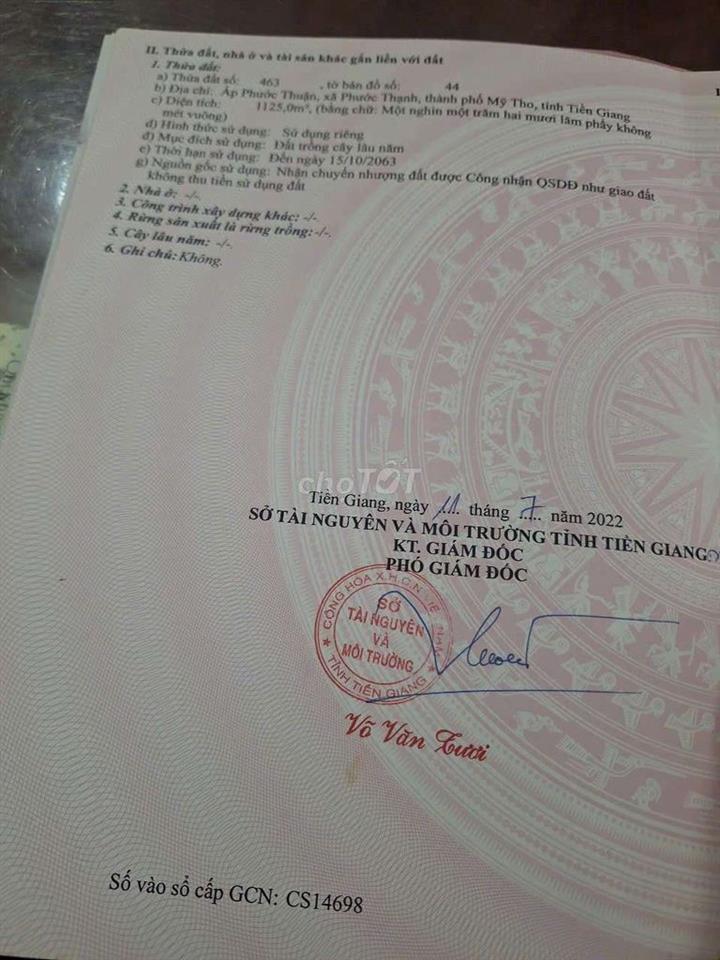 ĐẤT CHÍNH CHỦ-ĐƯỜNG BÀ TƯ GẠO