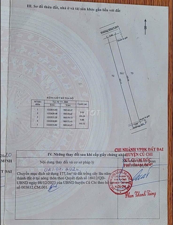 CHÍNH CHỦ BÁN ĐẤT ĐẤT CỦ CHI -  MẢNH ĐẤT SỐ 13 BÀU LÁCH