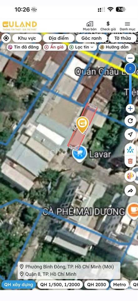 đất 105m2(5×21)m full thổ.P7.Q8