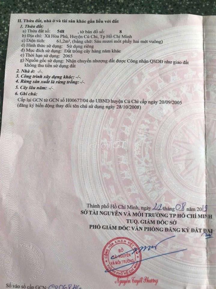 Bán nhà Song Lu Củ Chi